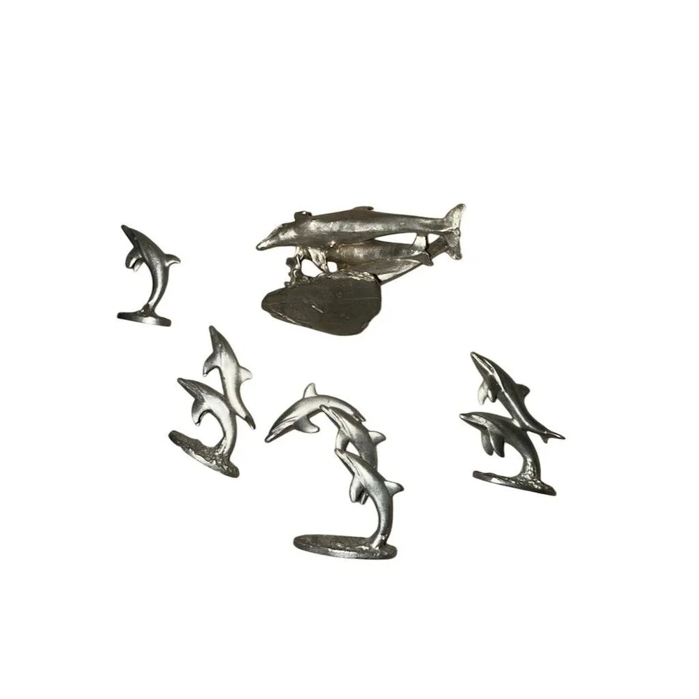 Kirks‎ Folly Pewter Dolphin Sculpture Set Vintage Decor mixed brands 5 pieces